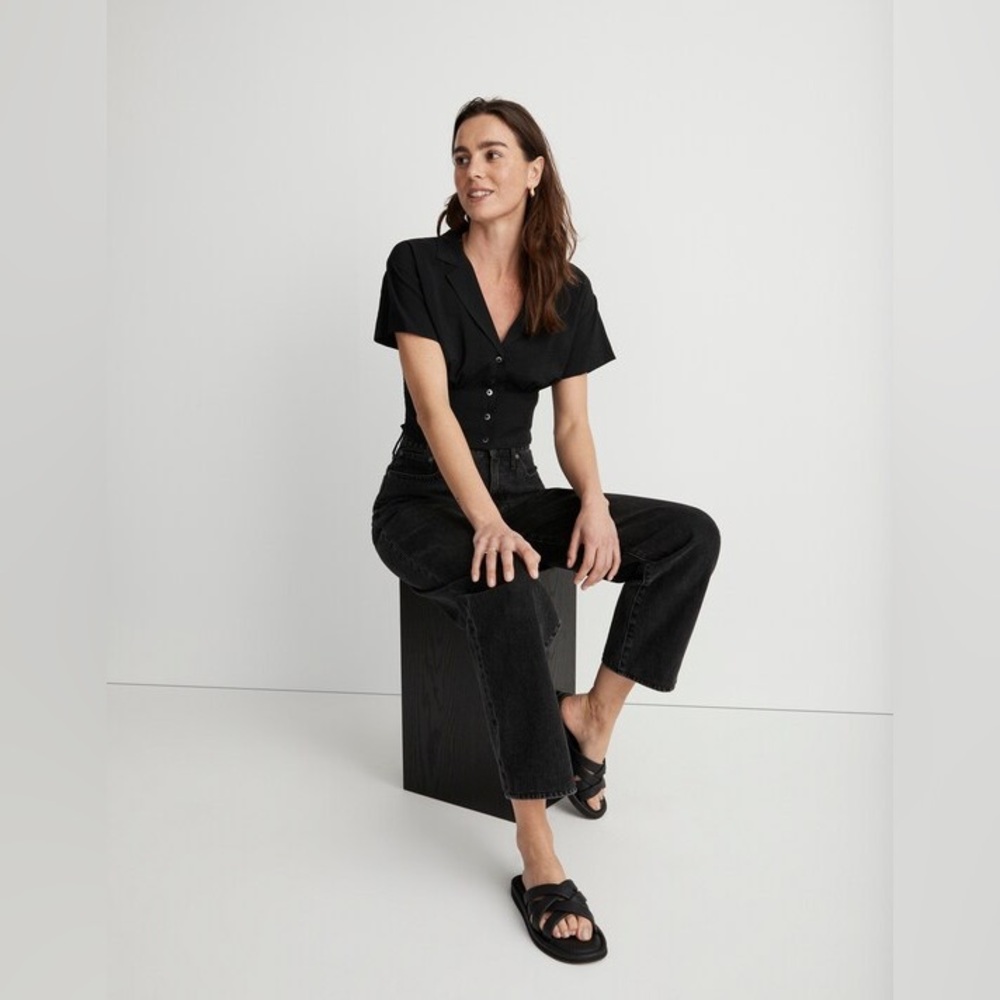 Madewell Drapey Banded-Bottom Button-Down Top - Picture 8 of 9